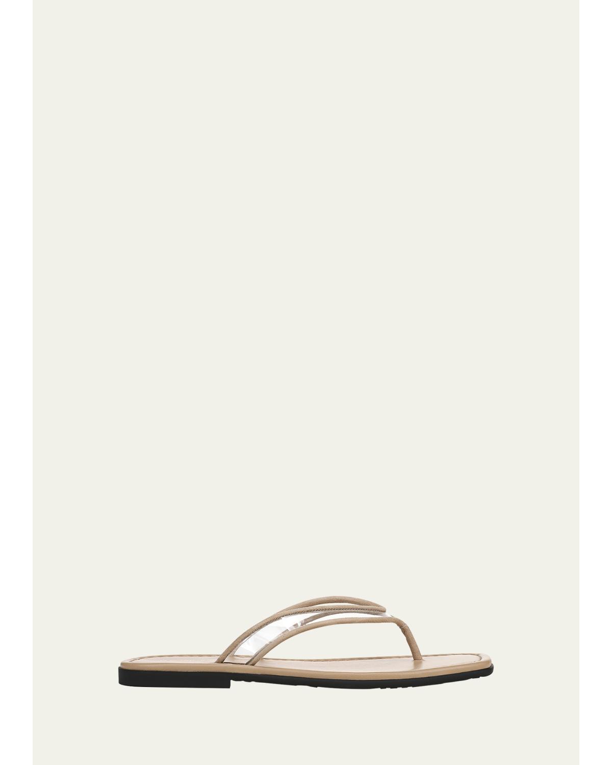 Clea Suede-Trimmed Jelly Thong Sandals