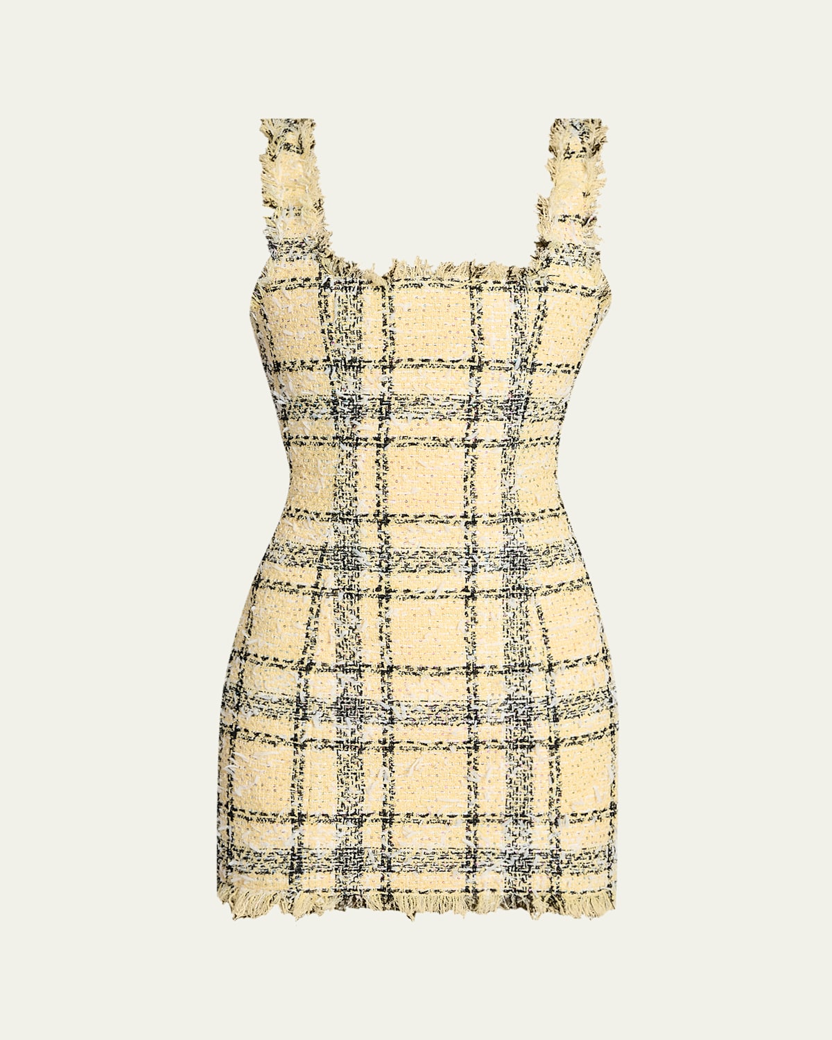 Balmain Check Paillette Tweed Sleeveless Mini Dress In Multi