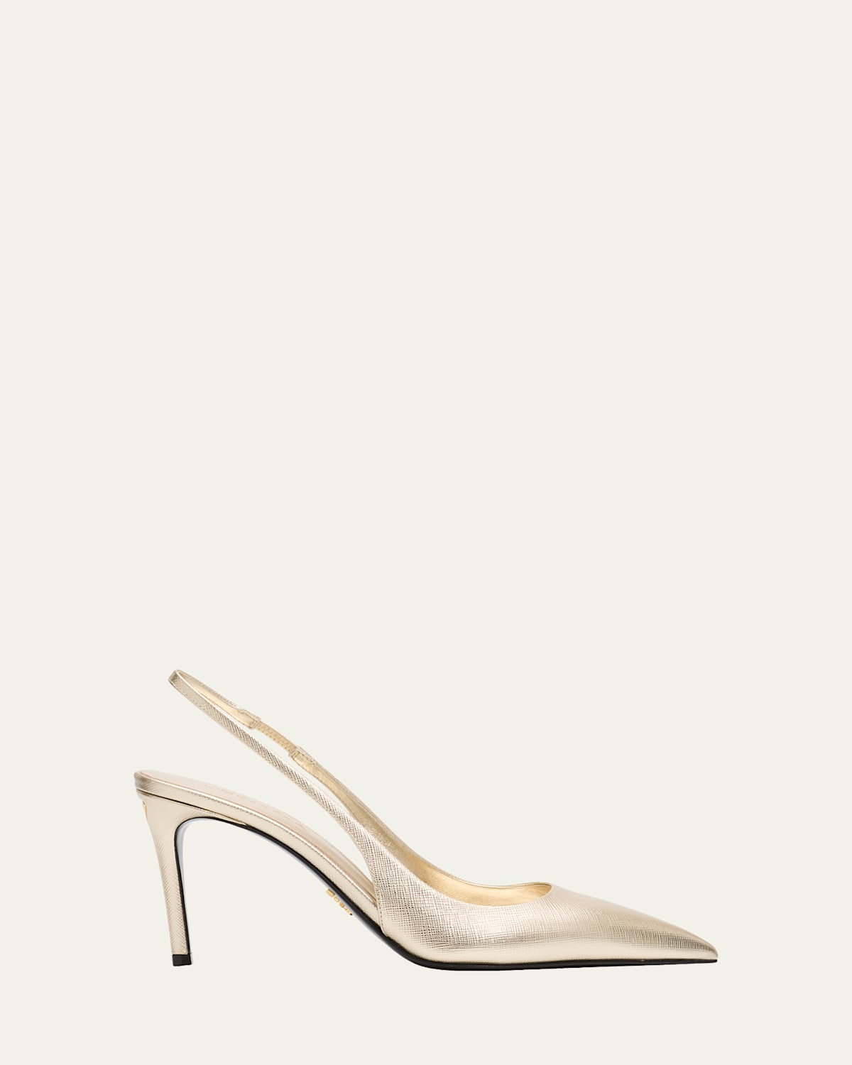Prada 90mm Saffiano Metallic Leather Slingback Pumps In Gold
