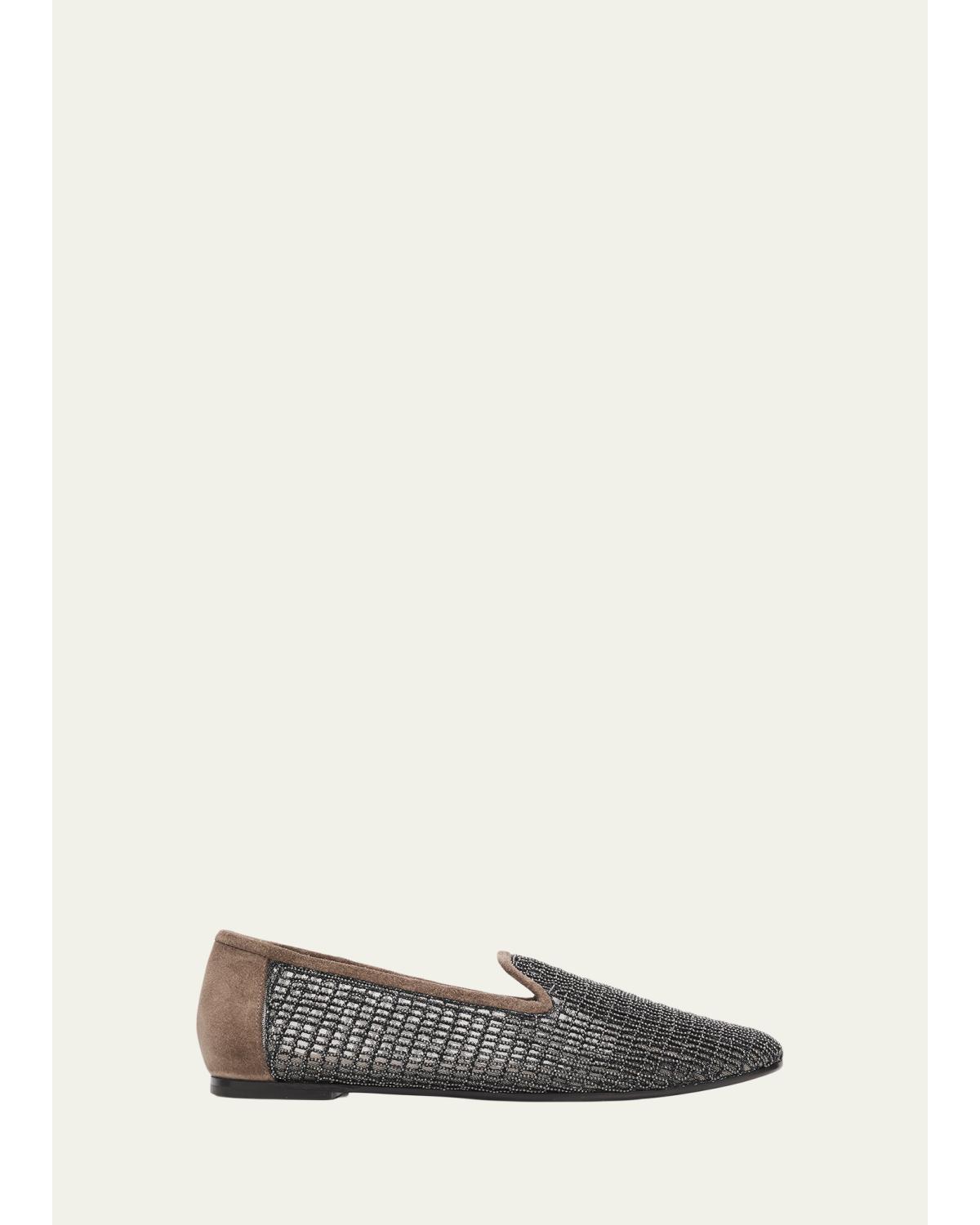 Precious Net Embroidered Suede Flats