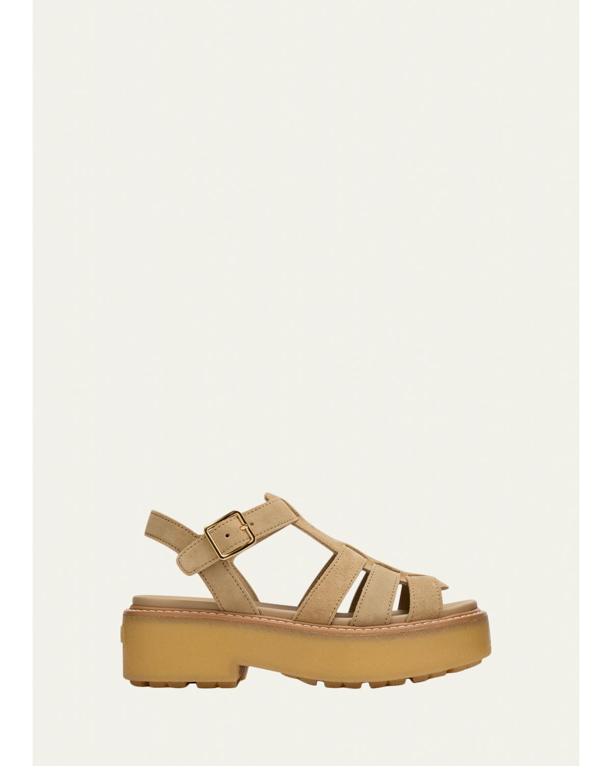 Platform Suede Fisherman Sandals