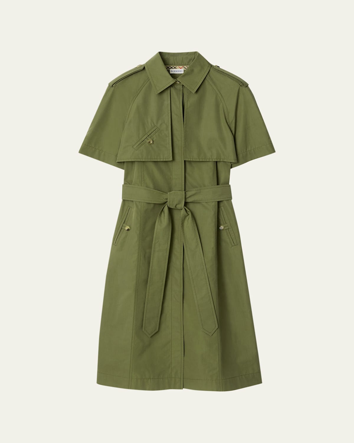 Burberry Marina Short-sleeve Belted Midi Trench Dress