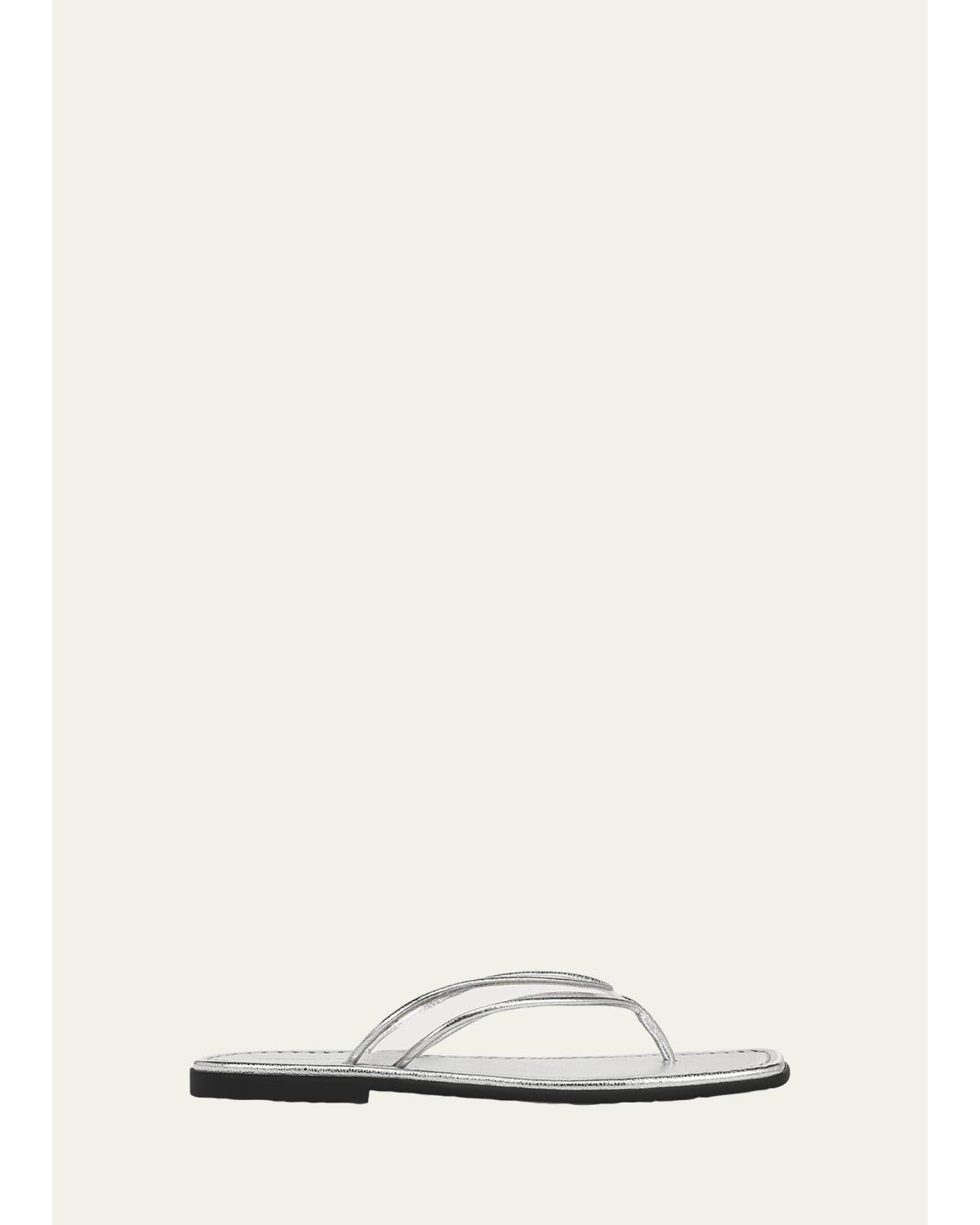 Clea Metallic Leather Jelly Thong Sandals