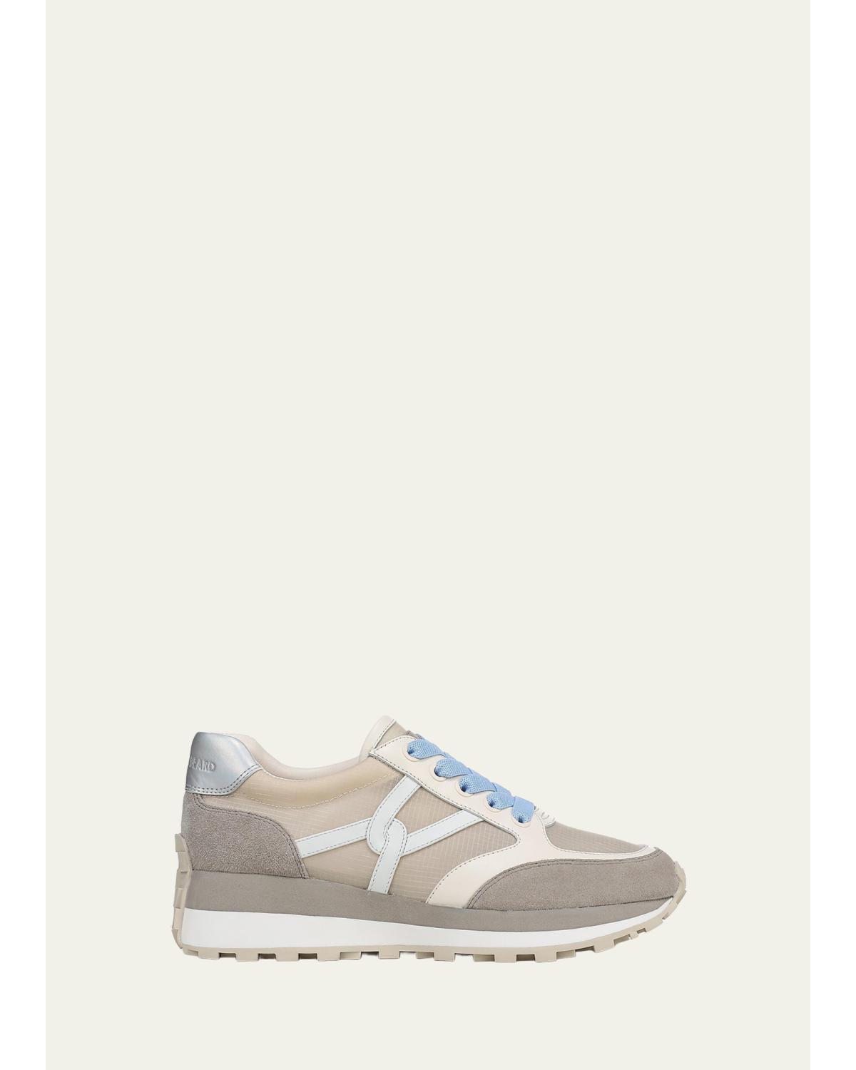 Valentina Ripstop Mixed Leather Retro Sneakers