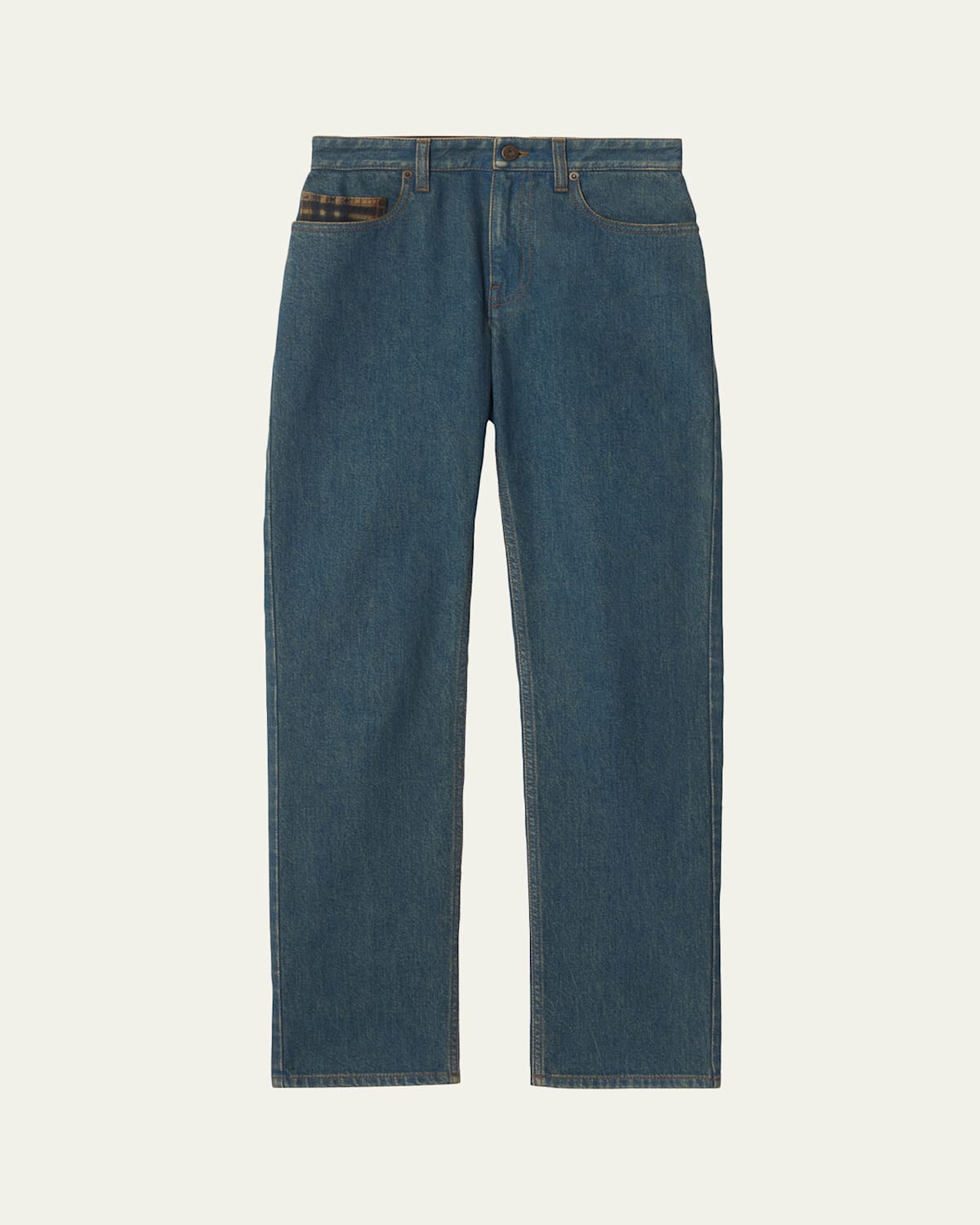 Burberry Dalia Check Pocket Straight-Leg Denim Pants