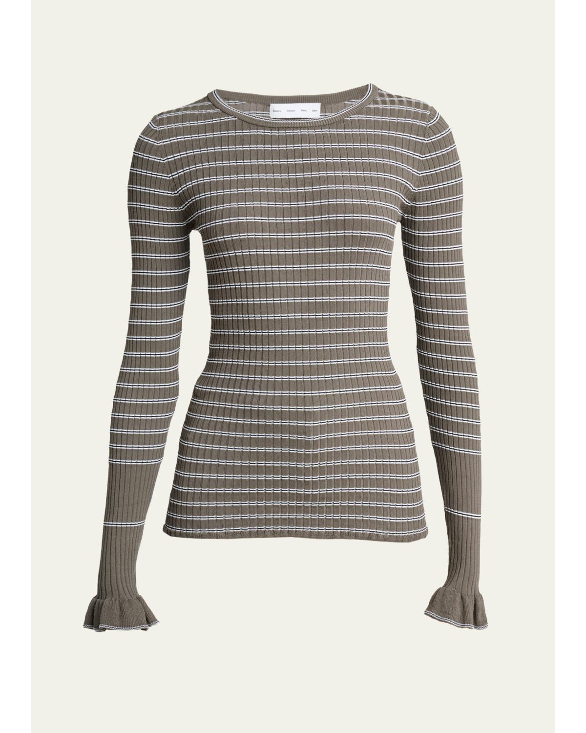Yasmine Stripe Rib-Knit Sweater