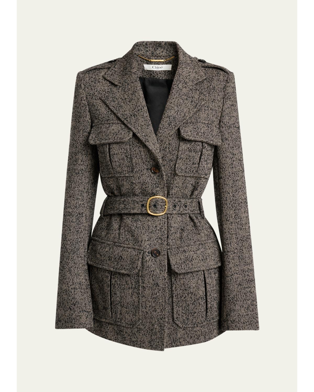 Chevron Belted Utility Jacket