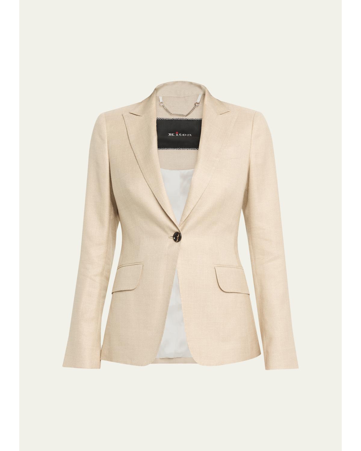 Shimmering Wool-Blend Single-Breasted Jacket