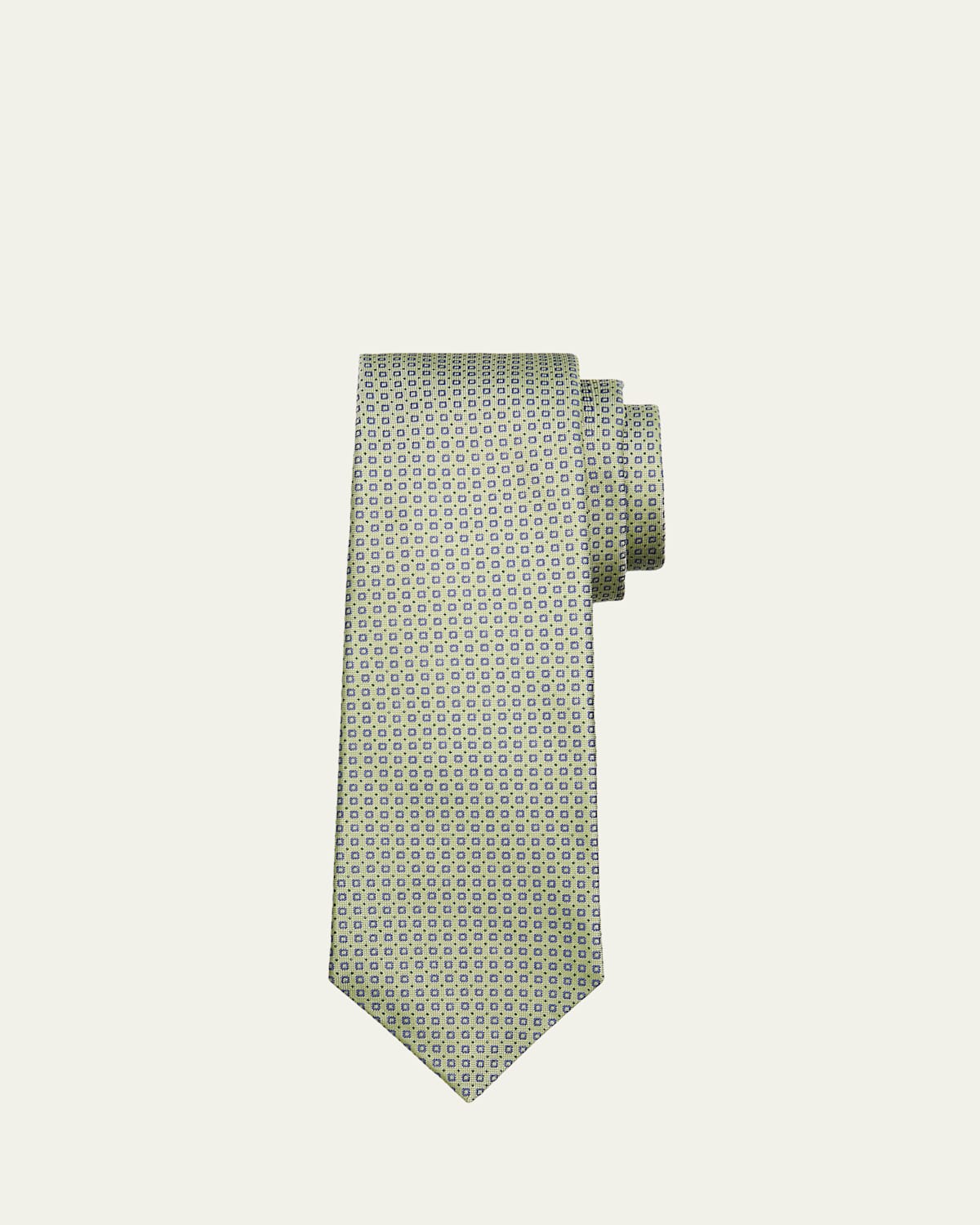 Kiton Men's Micro-Geometric Silk 7-Fold Tie