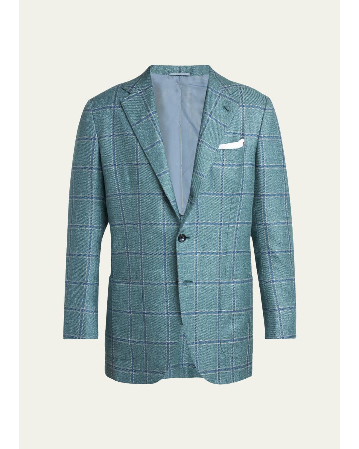 Men's Windowpane Wool and Cashmere Contemporary-Fit Sport Coat