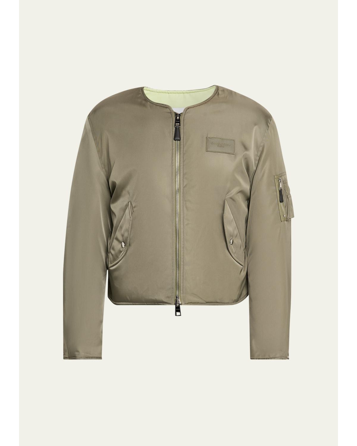 Men'S Couture Seam Nylon Bomber With Logo Patch