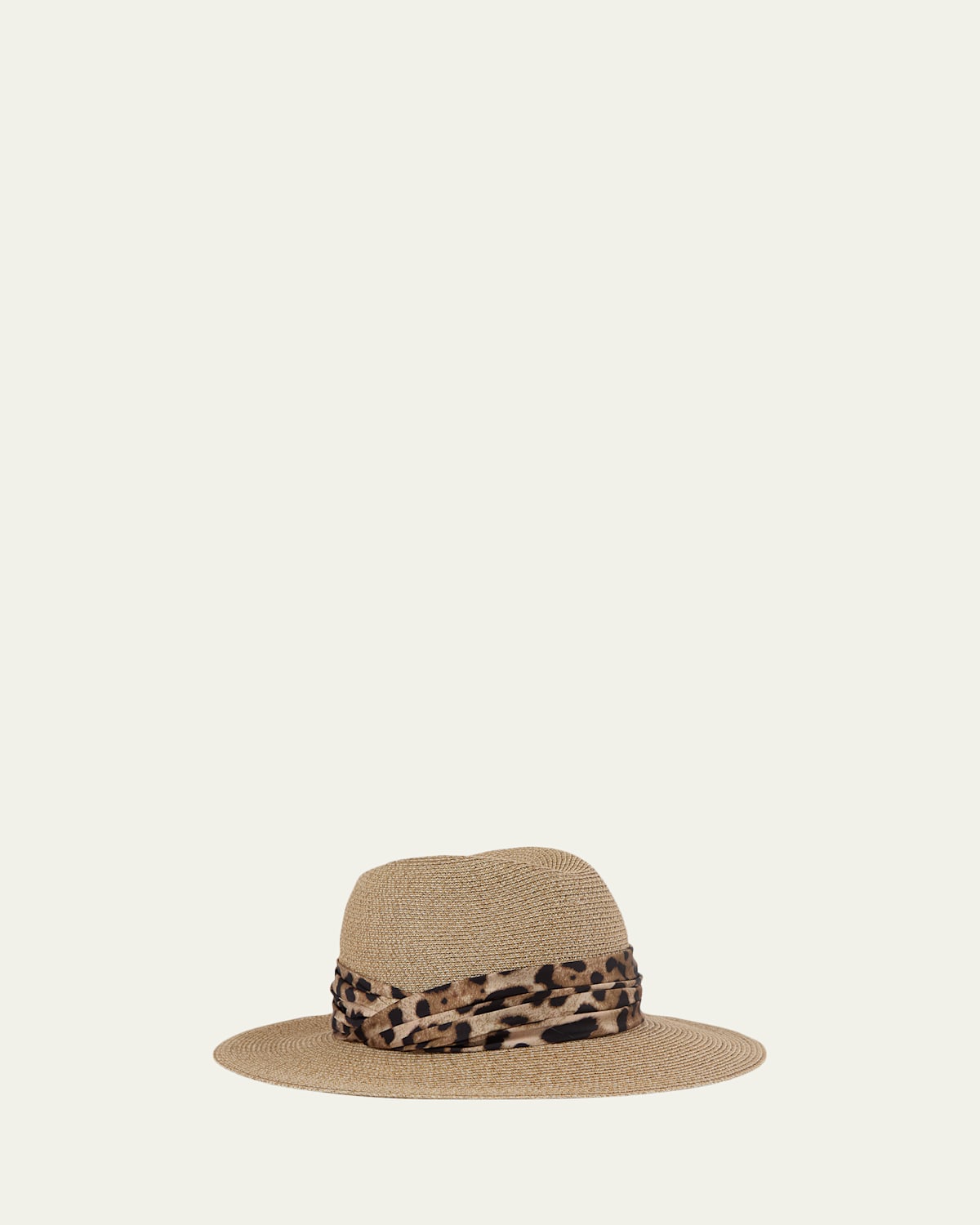 Eugenia Kim Courtney Animal-print Sash Woven Fedora In Brown