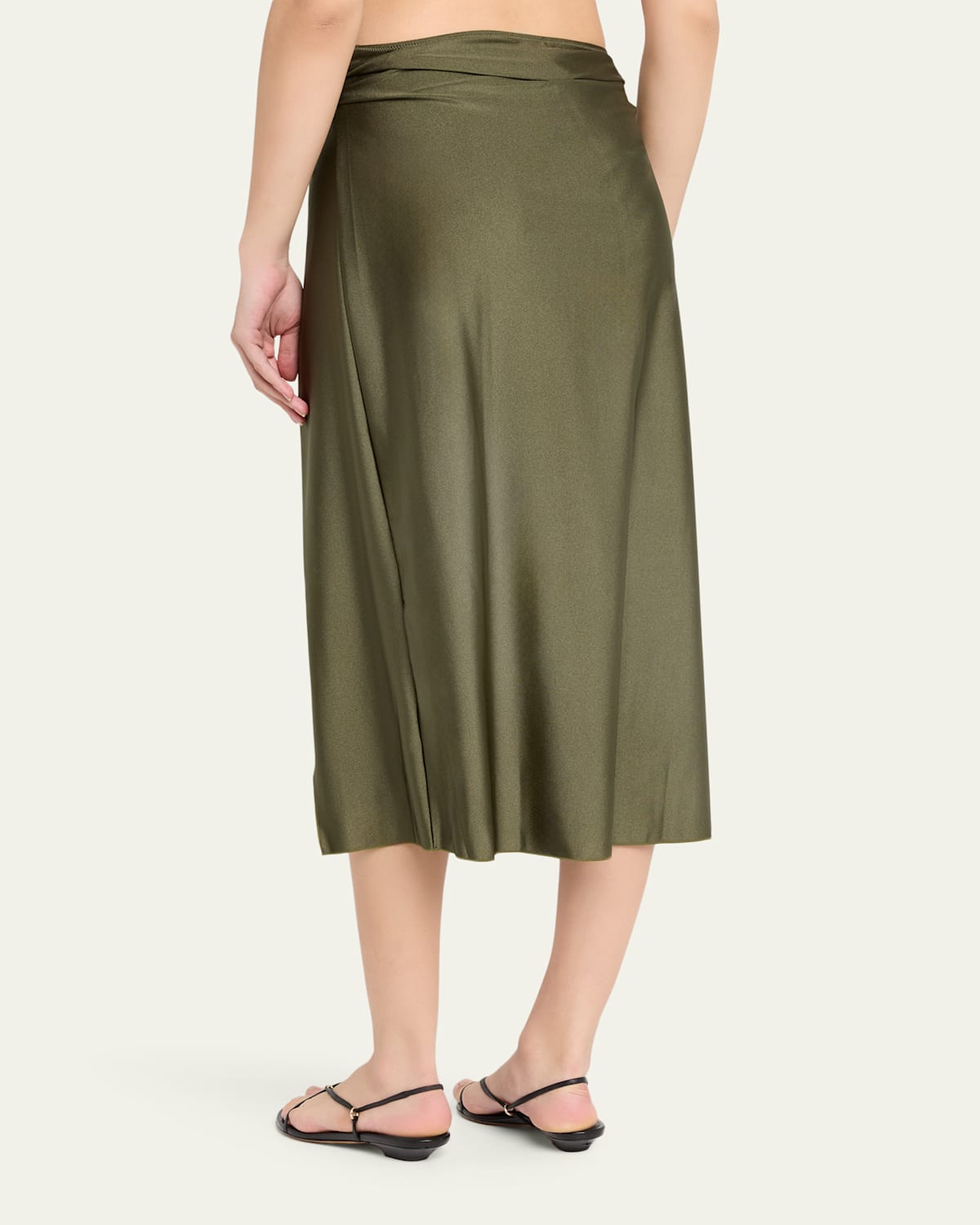 Kora Satin Wrap Midi Skirt