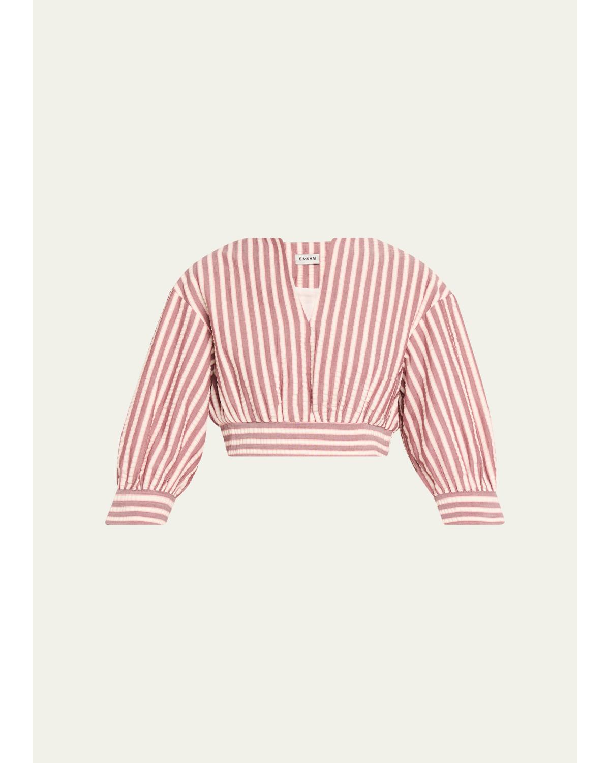 Noralie Striped Seersucker Crop Top