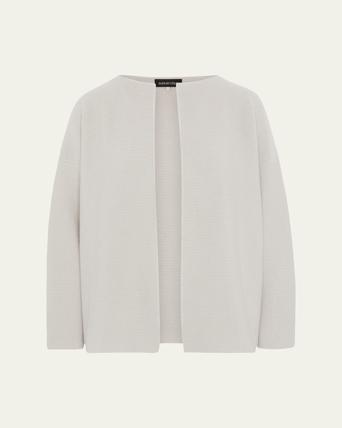 Eskandar Small Jacket Coat Cardigan - Short Length In White