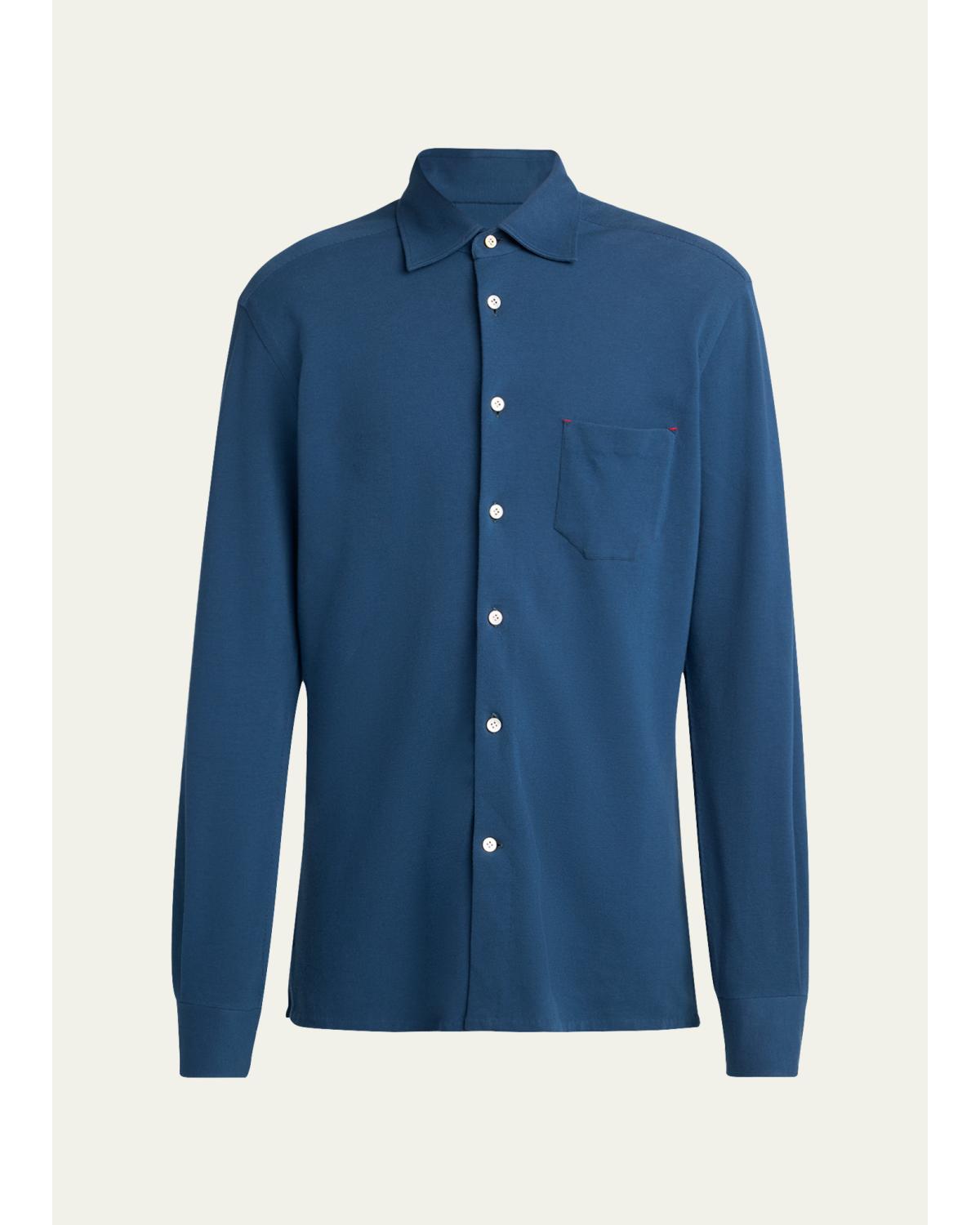 Men'S Pique Button-Down Shirt