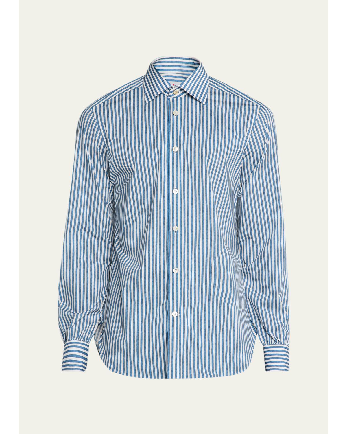 Men'S Cotton-Stretch Stripe Button-Down Shirt