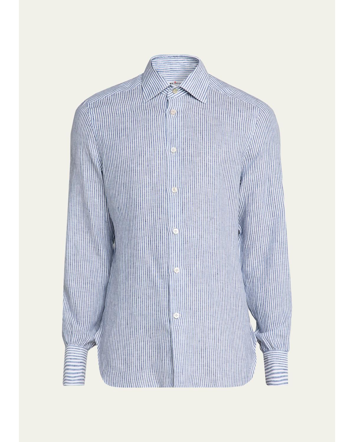 Men'S Linen Bengal Stripe Button-Down Shirt