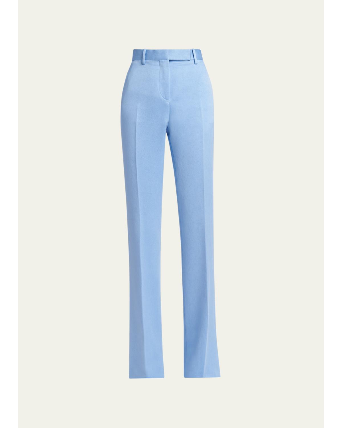 Cotton Velvet Straight-Leg Pants