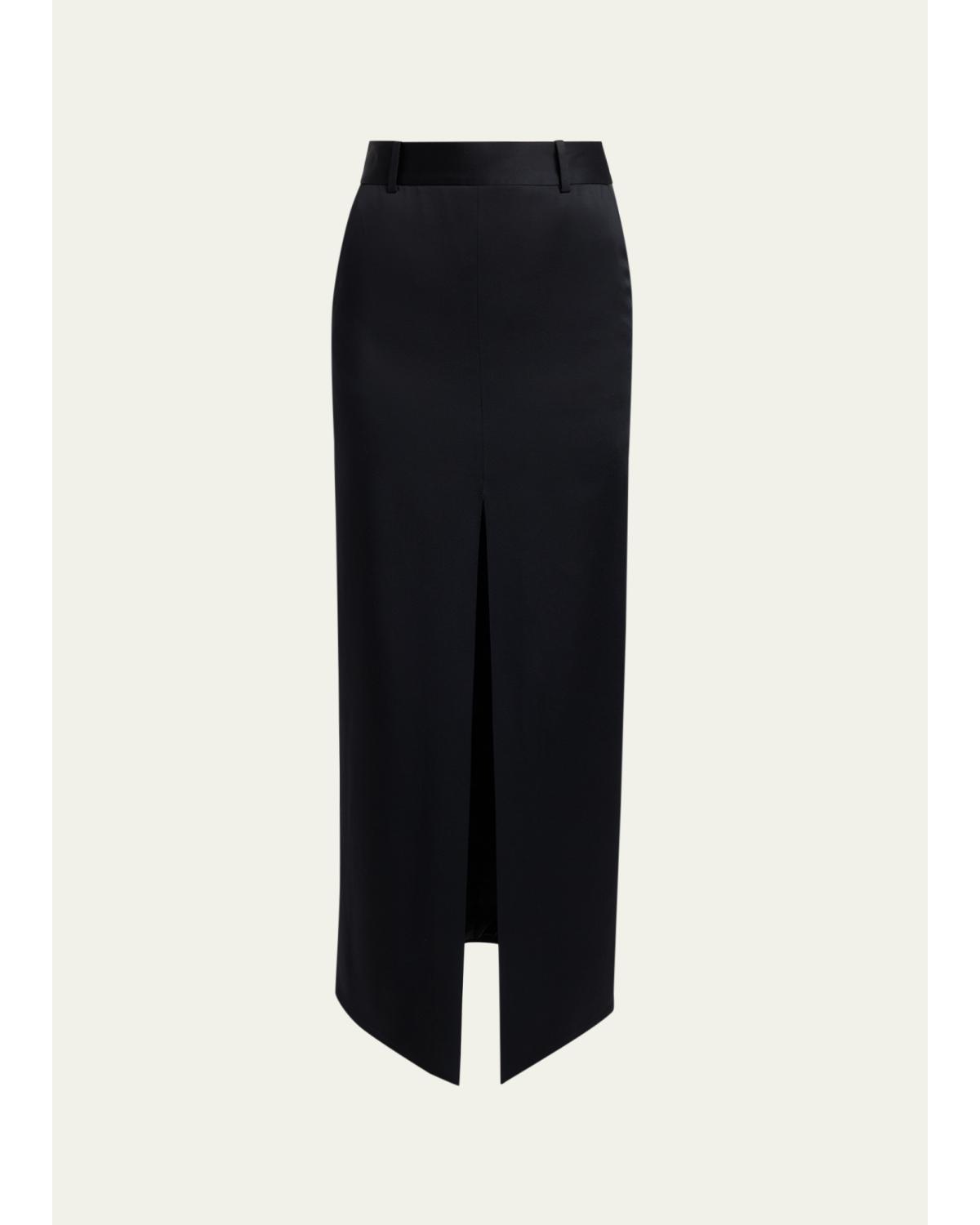 Tailored Crepe Envers Satin Slit Maxi Skirt