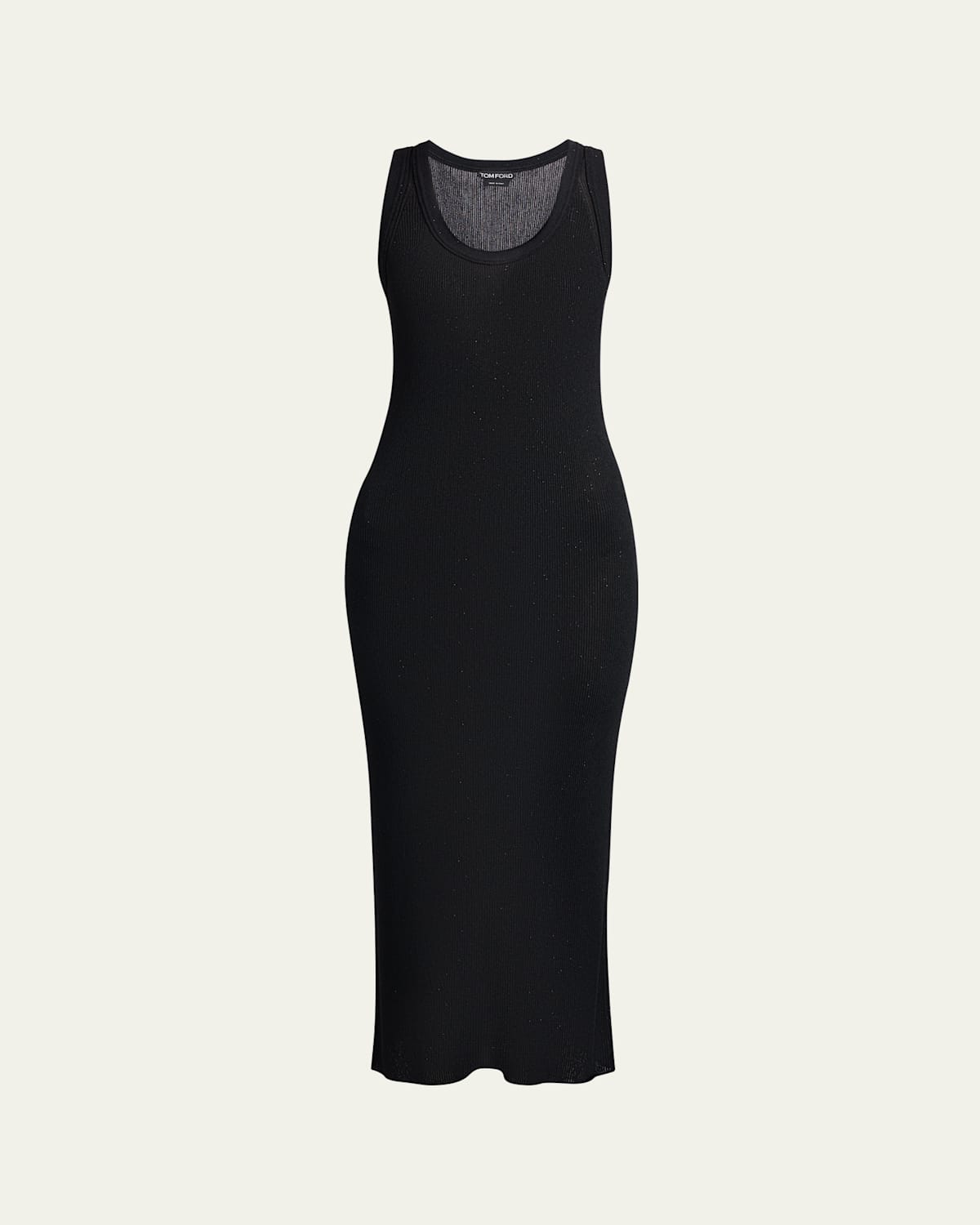 Tom Ford Paillette Ribbed Knit Scoop-neck Midi Tank Dress In Black
