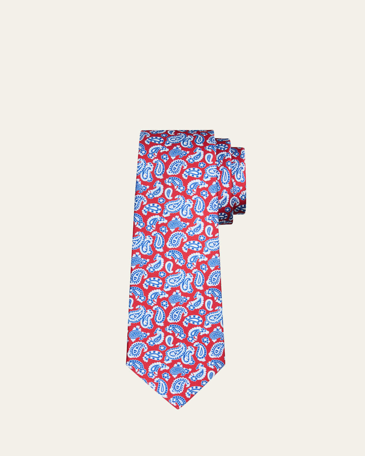 Kiton Men's Paisley-Print Silk 7-Fold Tie