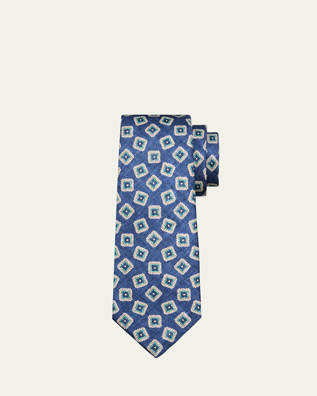 Kiton Men's Square Medallion Silk Tie