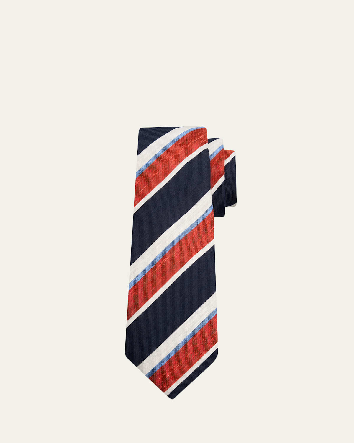 Kiton Men's Wide Multi-Stripe Silk 7-Fold Tie