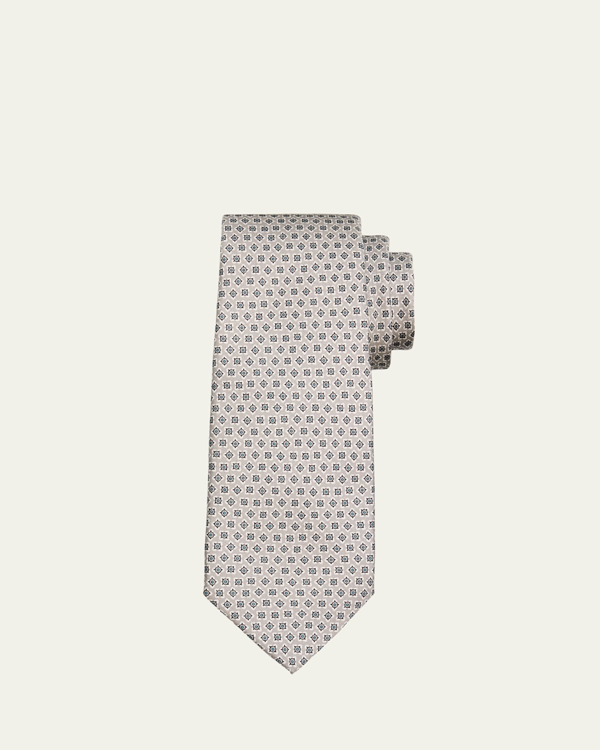 Kiton Men's Micro-Geometric Silk 7-Fold Tie