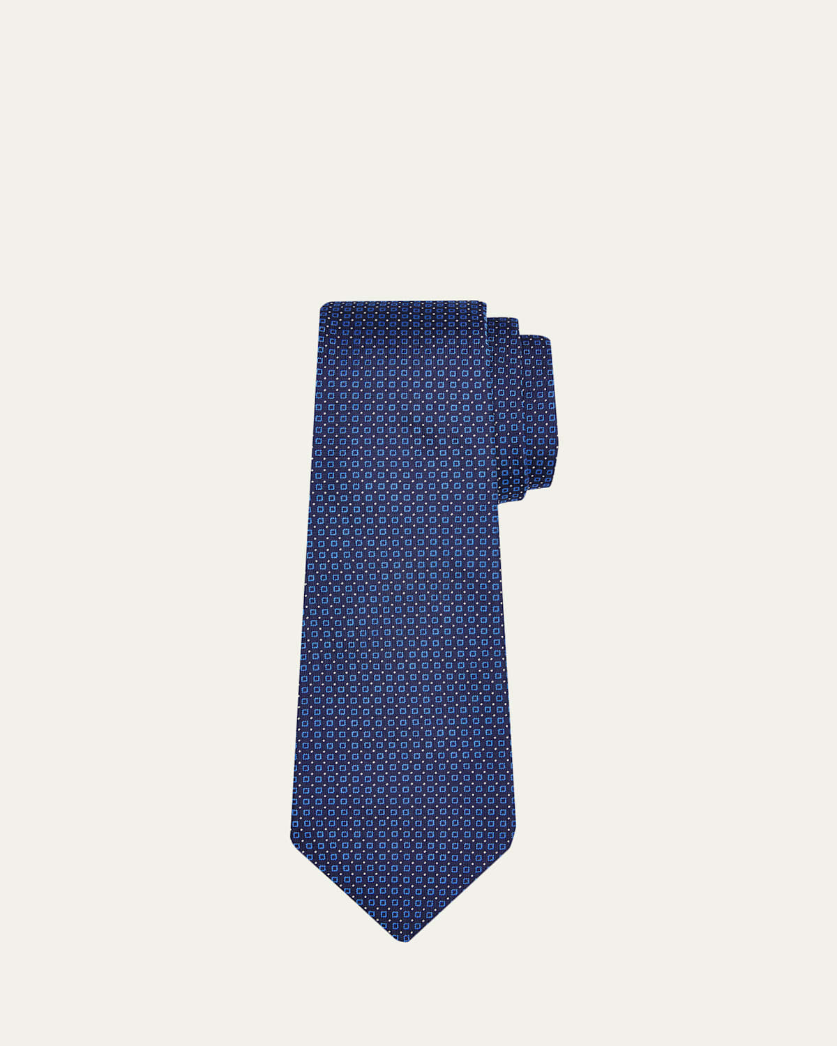 Kiton Men's Micro-Square Jacquard Silk 7-Fold Tie