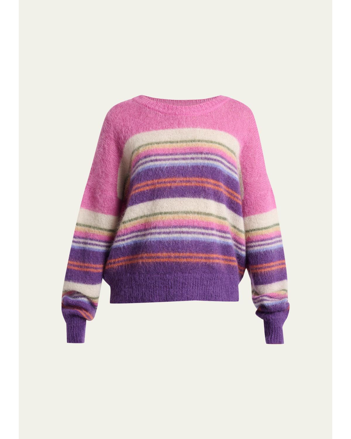 Drussell Striped Mohair Knit Oversized Sweater