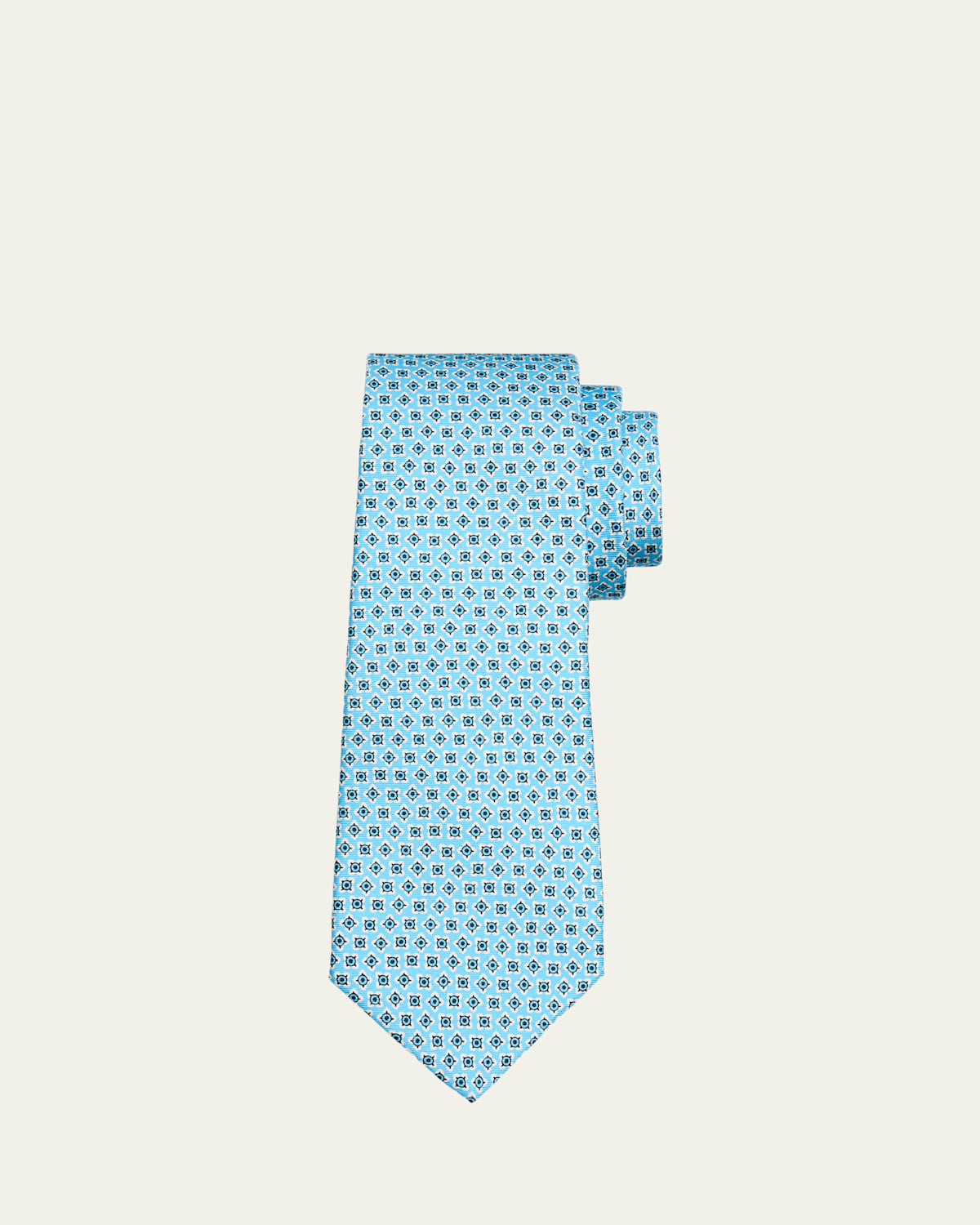 Kiton Men's Micro-Geometric Silk 7-Fold Tie