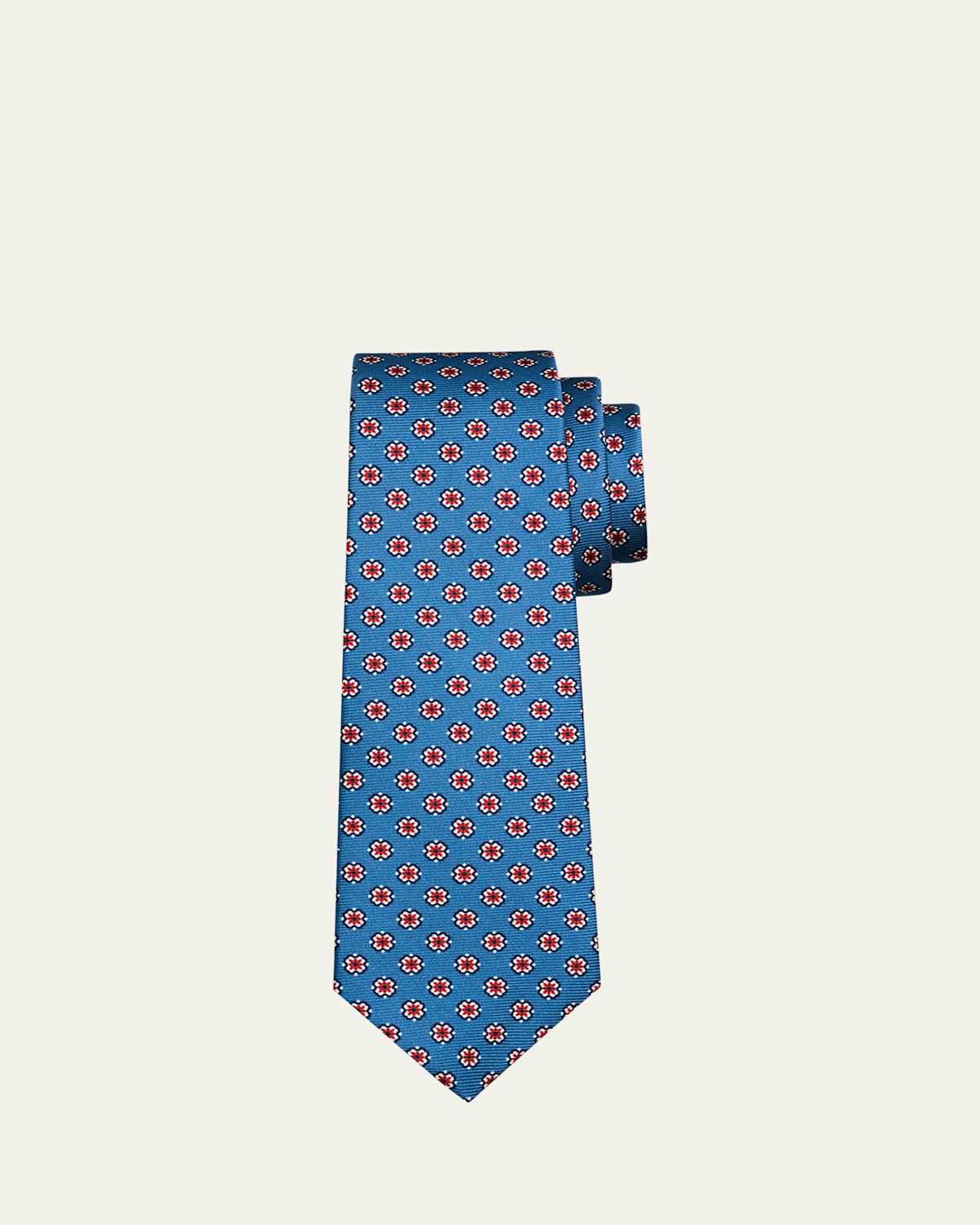 Kiton Men's Floral Medallion Silk 7-Fold Tie