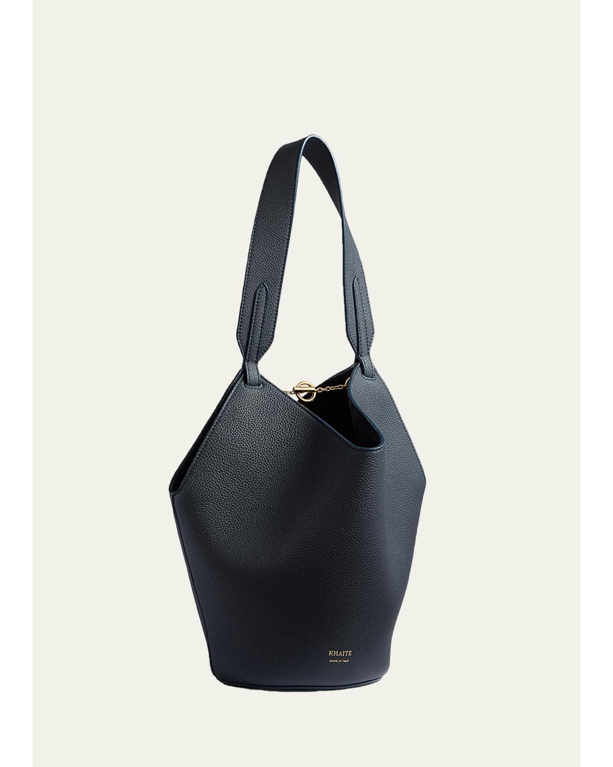Lotus Mini Pebble Leather Bucket Bag