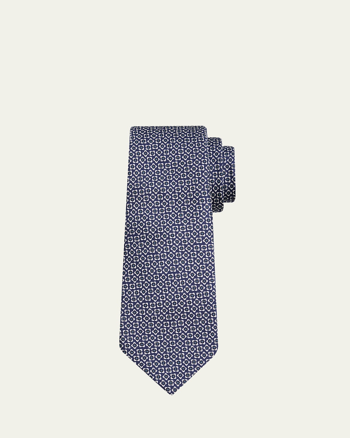 Kiton Men's Micro-Floral Silk 7-Fold Tie