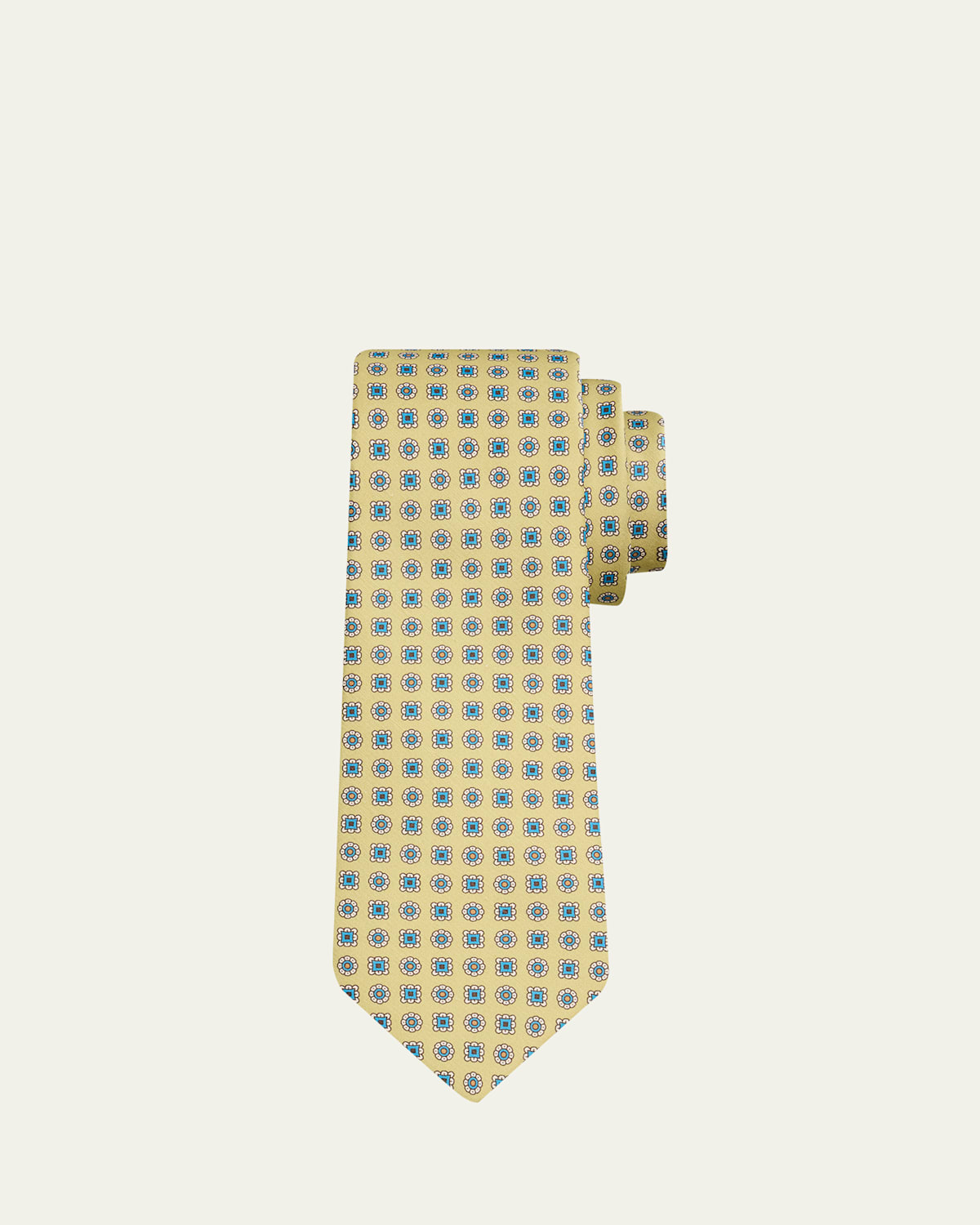 Kiton Men's Medallion Floral Silk 7-Fold Tie
