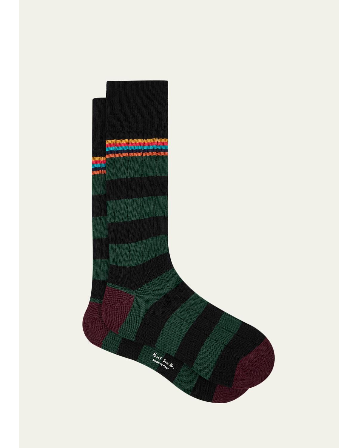 Men'S Artist Stripe Colorblock Crew Socks