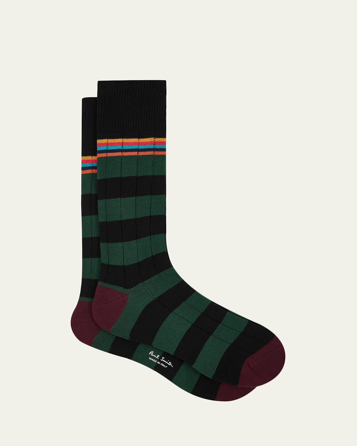 Paul Smith Men's Artist Stripe Colorblock Crew Socks