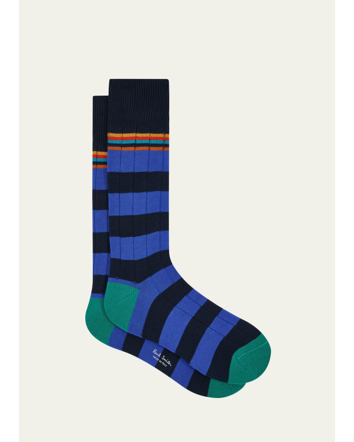 Men'S Artist Stripe Colorblock Crew Socks