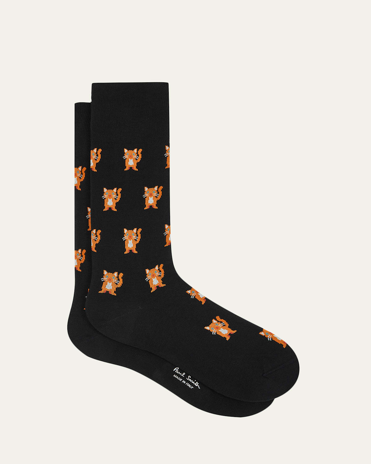 Paul Smith Men's Orange Cat Crew Socks