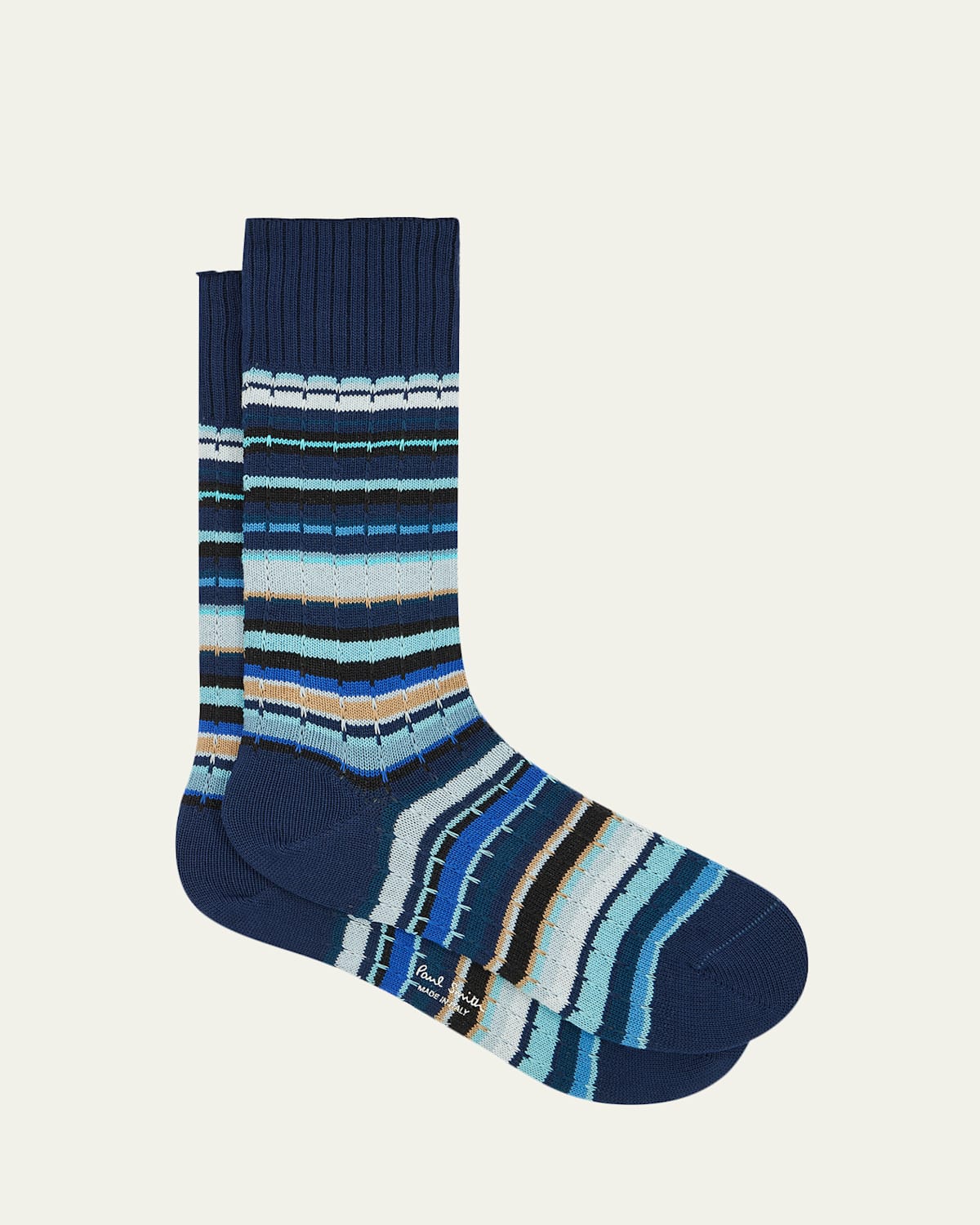 Paul Smith Men's Drop-Stitched Signature Stripe Crew Socks