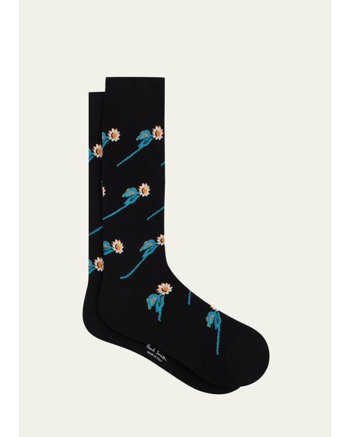Men'S Floral Crew Socks