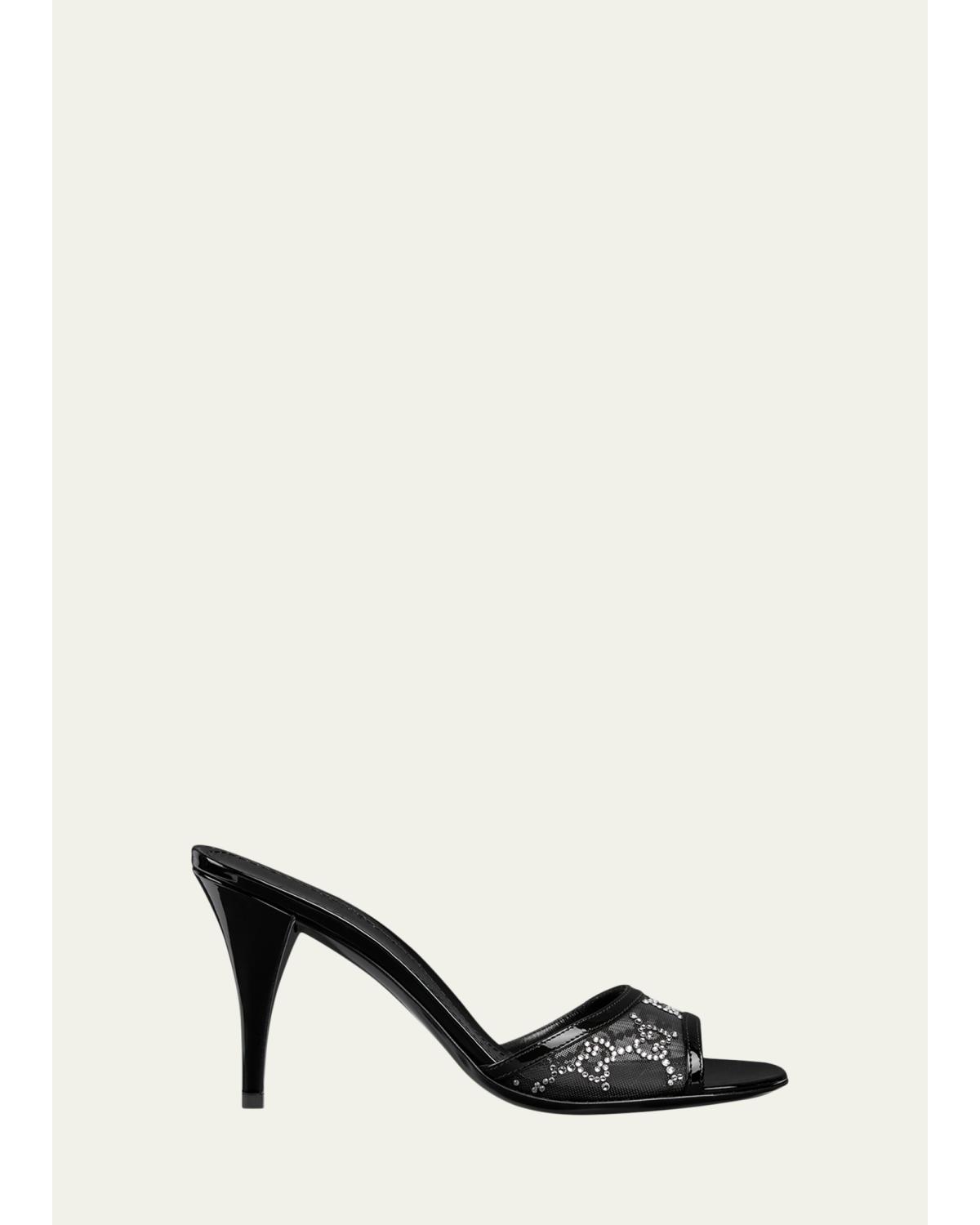Erin Jeweled Leather Stiletto Sandals