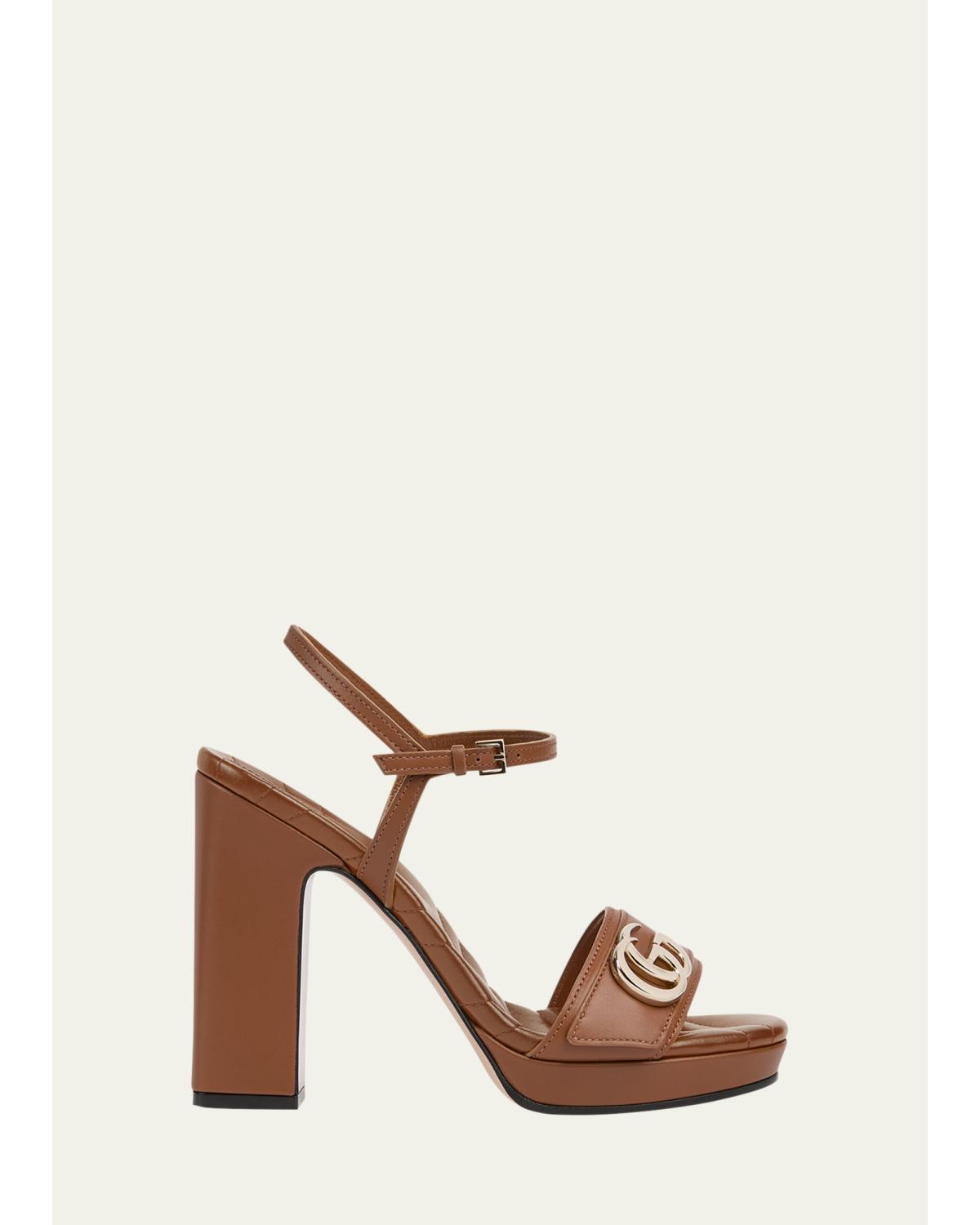 95Mm GG Marmont Leather Platform Sandals