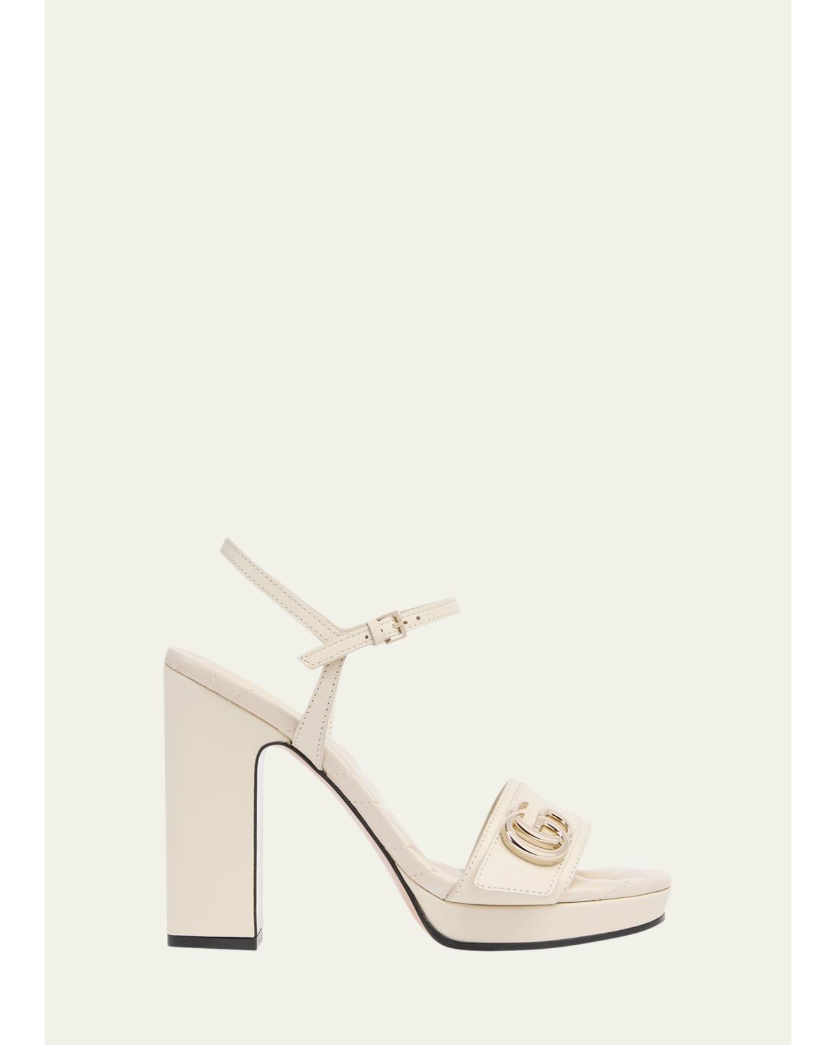 95Mm GG Marmont Leather Platform Sandals