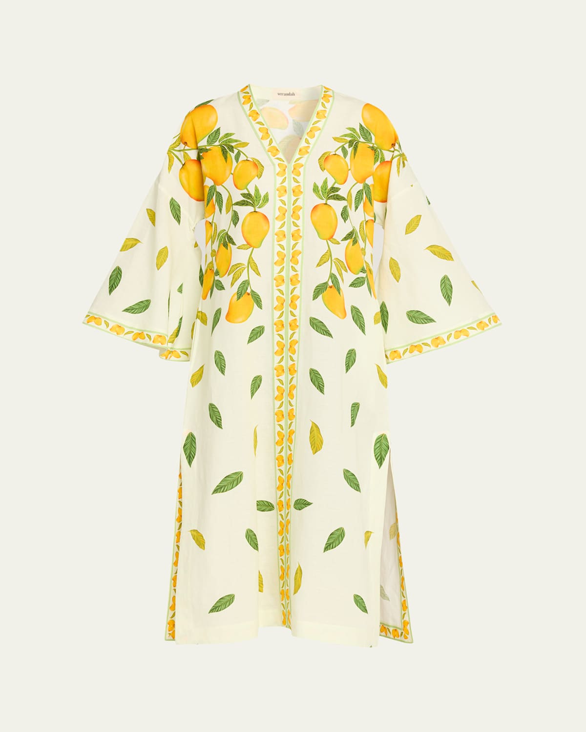 Verandah Dripping Alphons Linen-cotton Kaftan In Green
