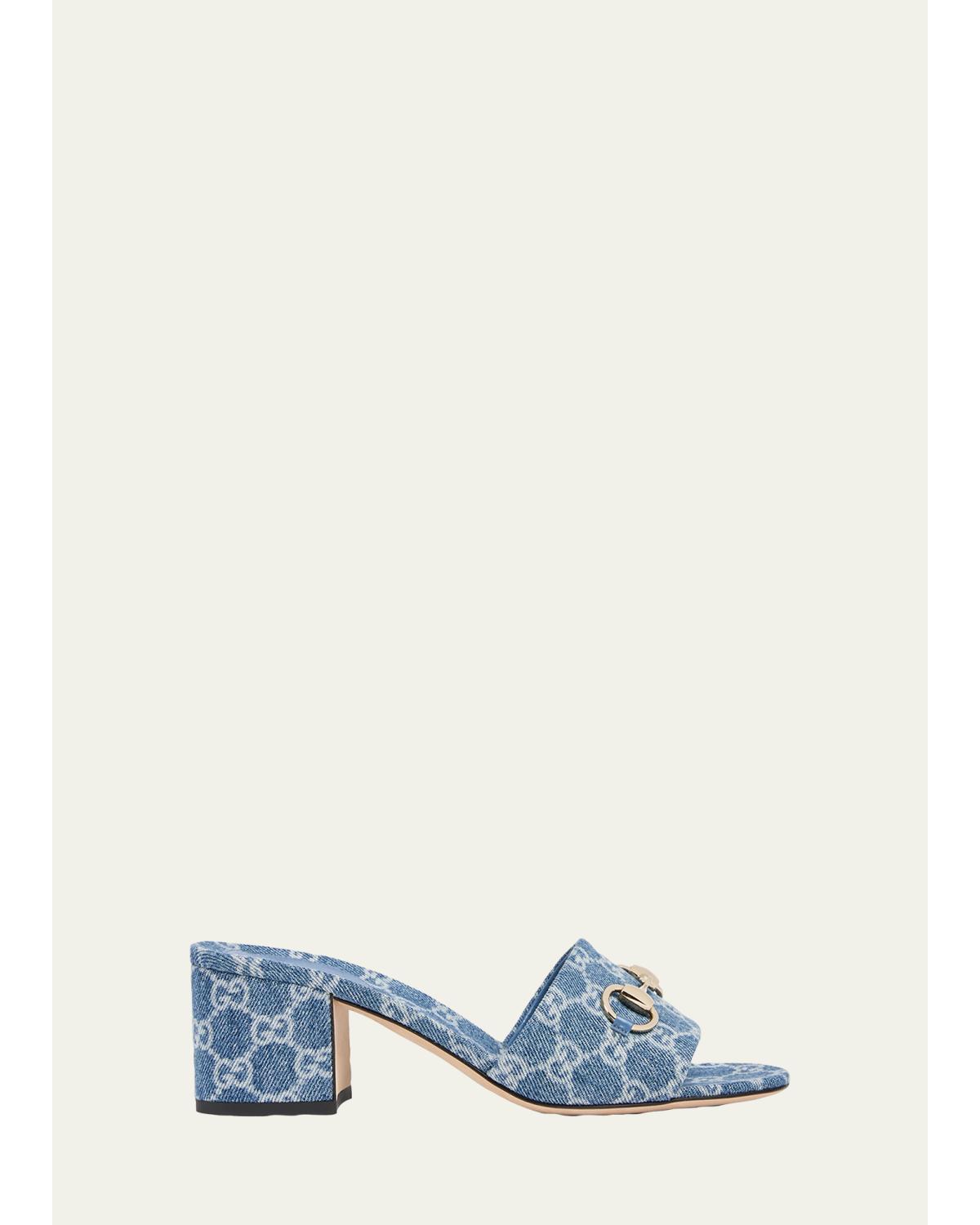 55Mm Siaga GG Monogram Denim Block-Heel Sandals