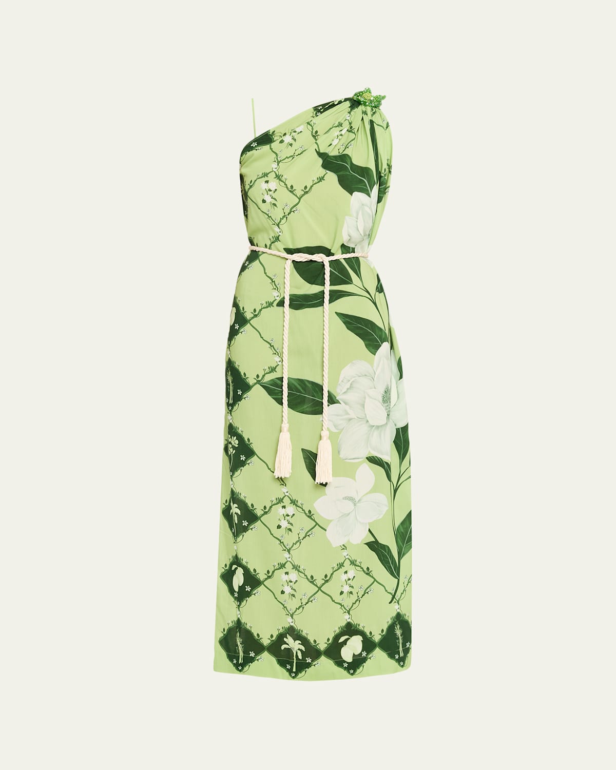 Verandah Crystal Toga Maxi Dress In Green