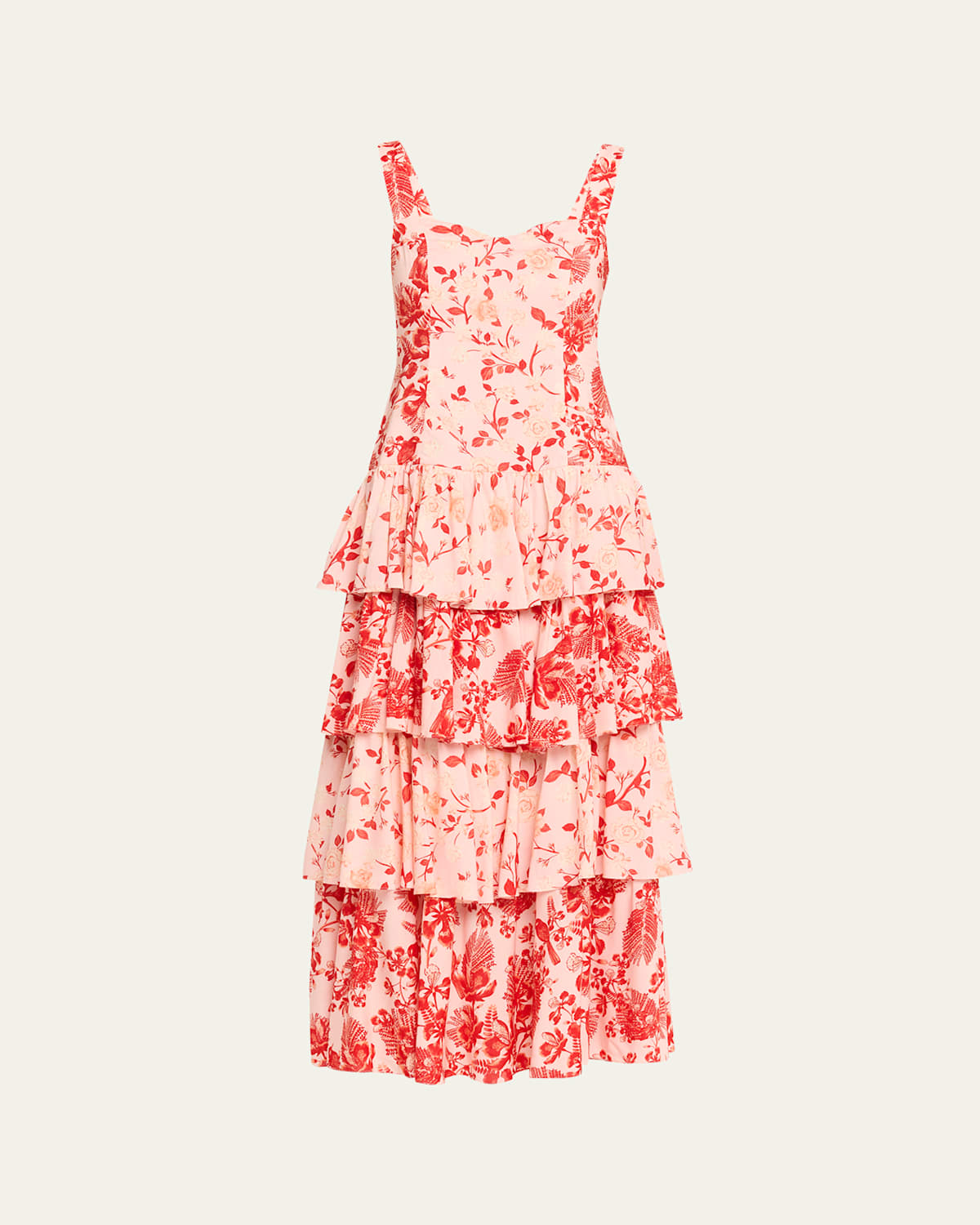 Verandah Garden Tiered Maxi Dress In Red