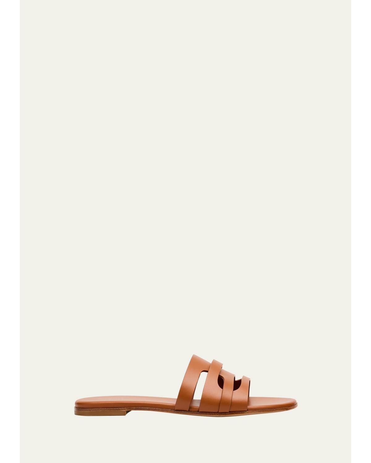 Calfskin Leather Flat Slide